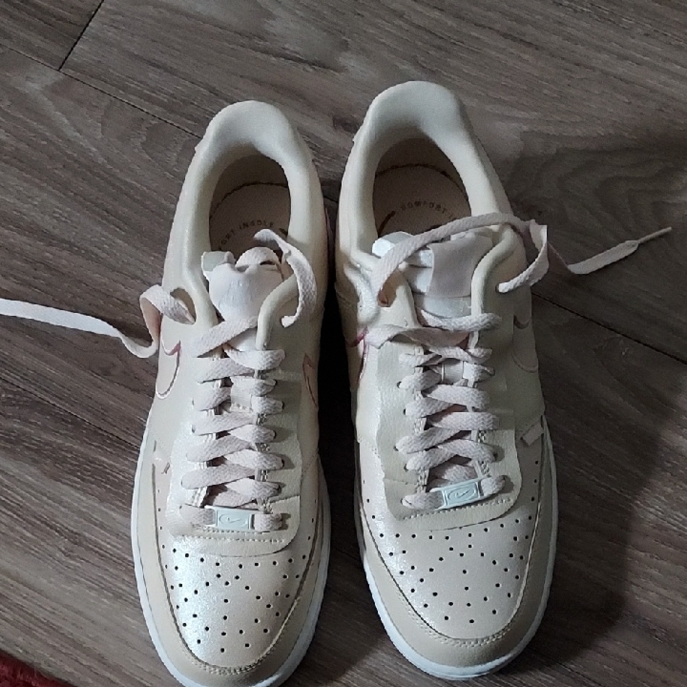 Nike Cream and Pink Athletic Shoes